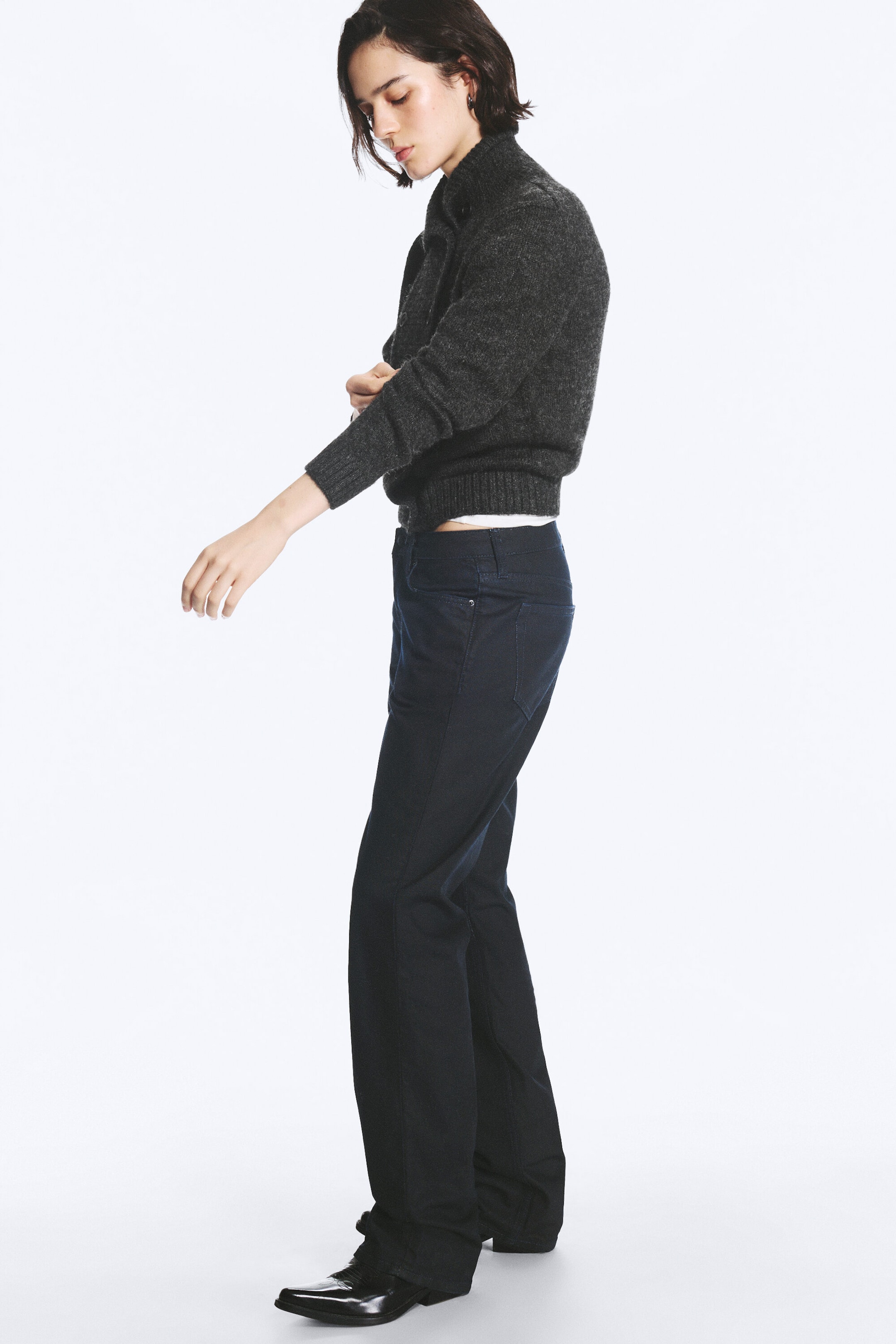 Indigo Coating - Mørk Blå - Laika Belagt Rett Jeans med Mellomhøy Midje - 2