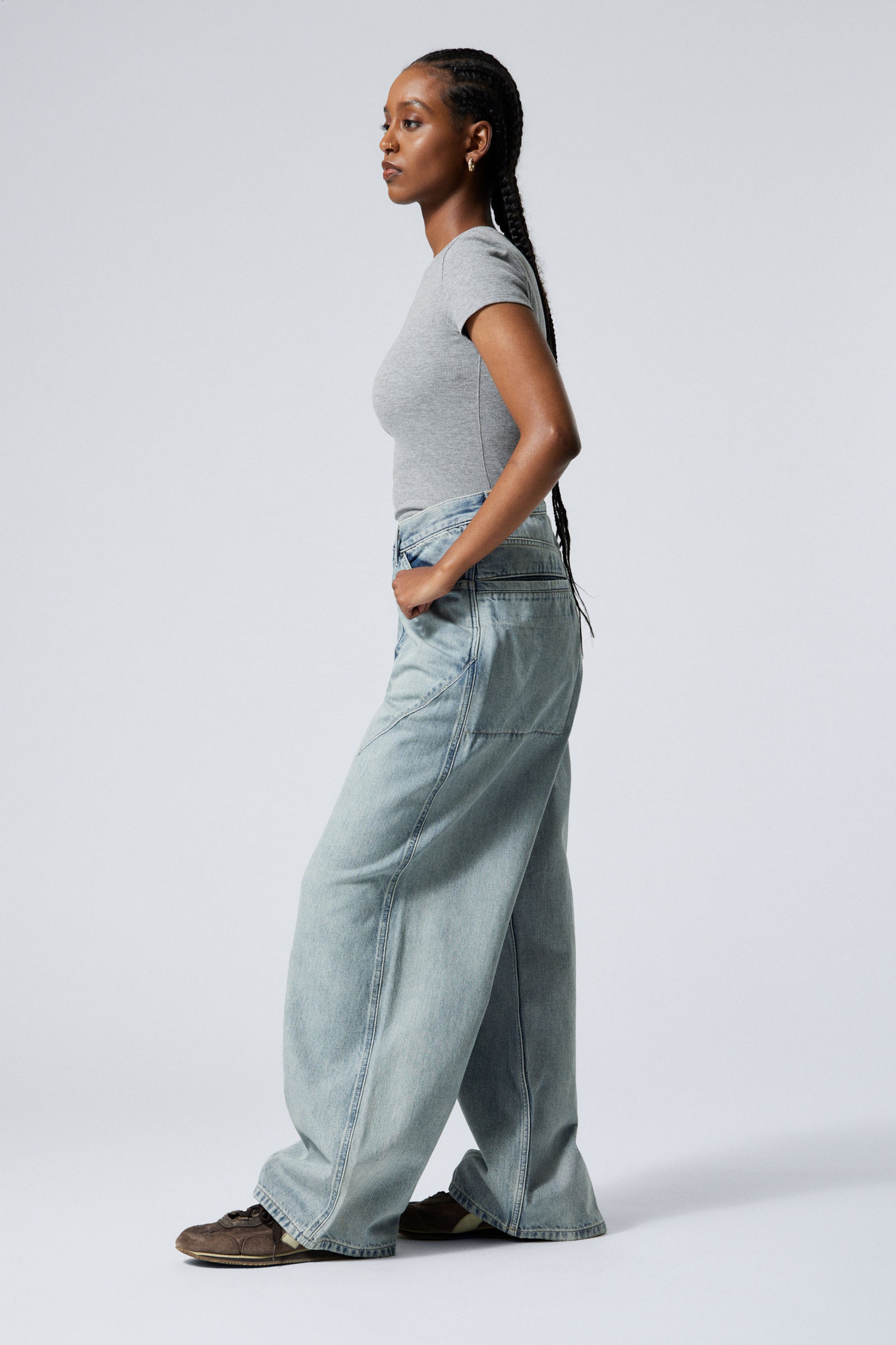 Brick Blue - Light Blue - Astro Loose Baggy Shape Jeans - 8
