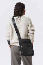 Black - Sporty Piped Nylon Crossbody Bag - 0