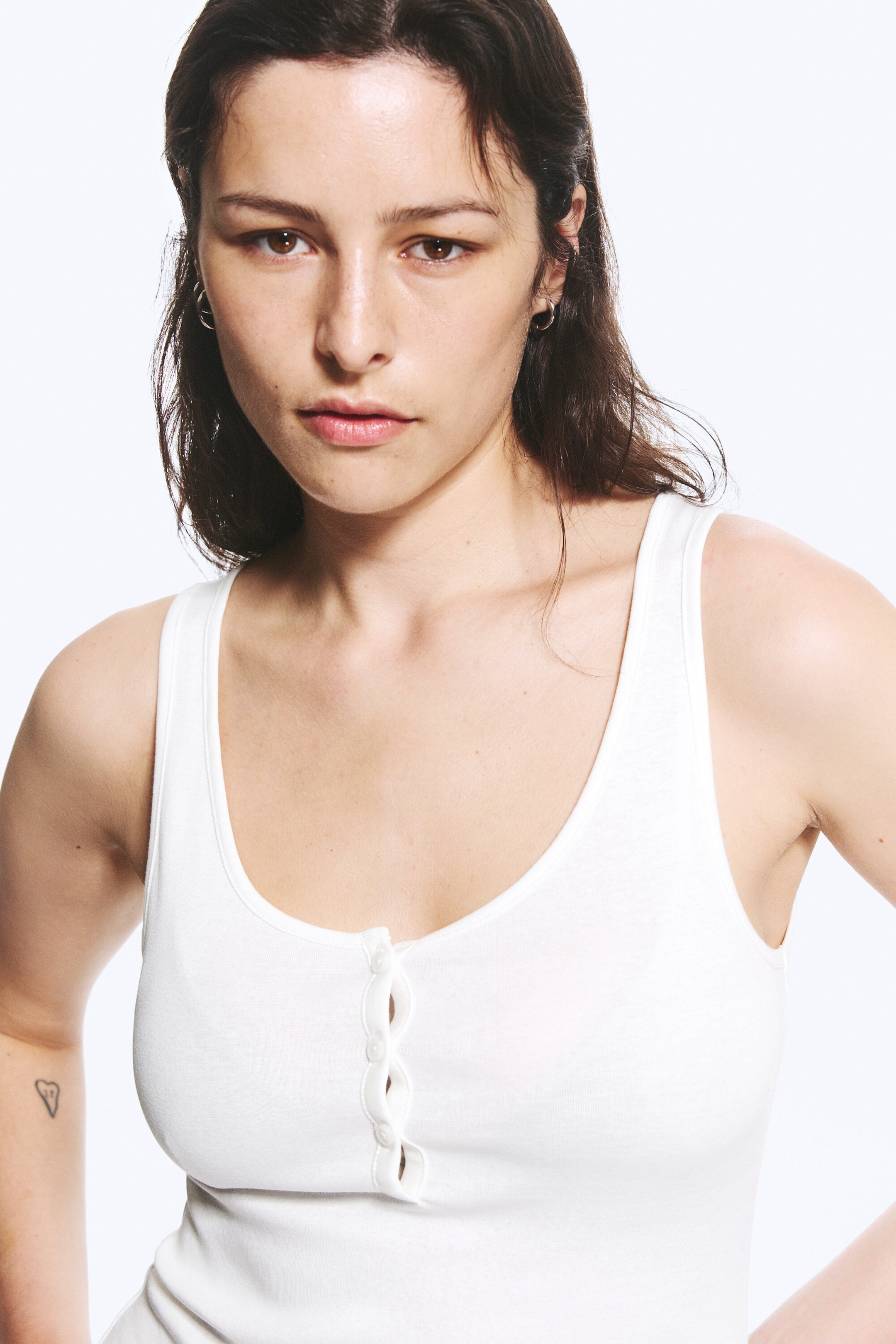 White - Henley tank top - 2