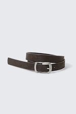 Dark Brown - Slim Faux Leather Belt - 0