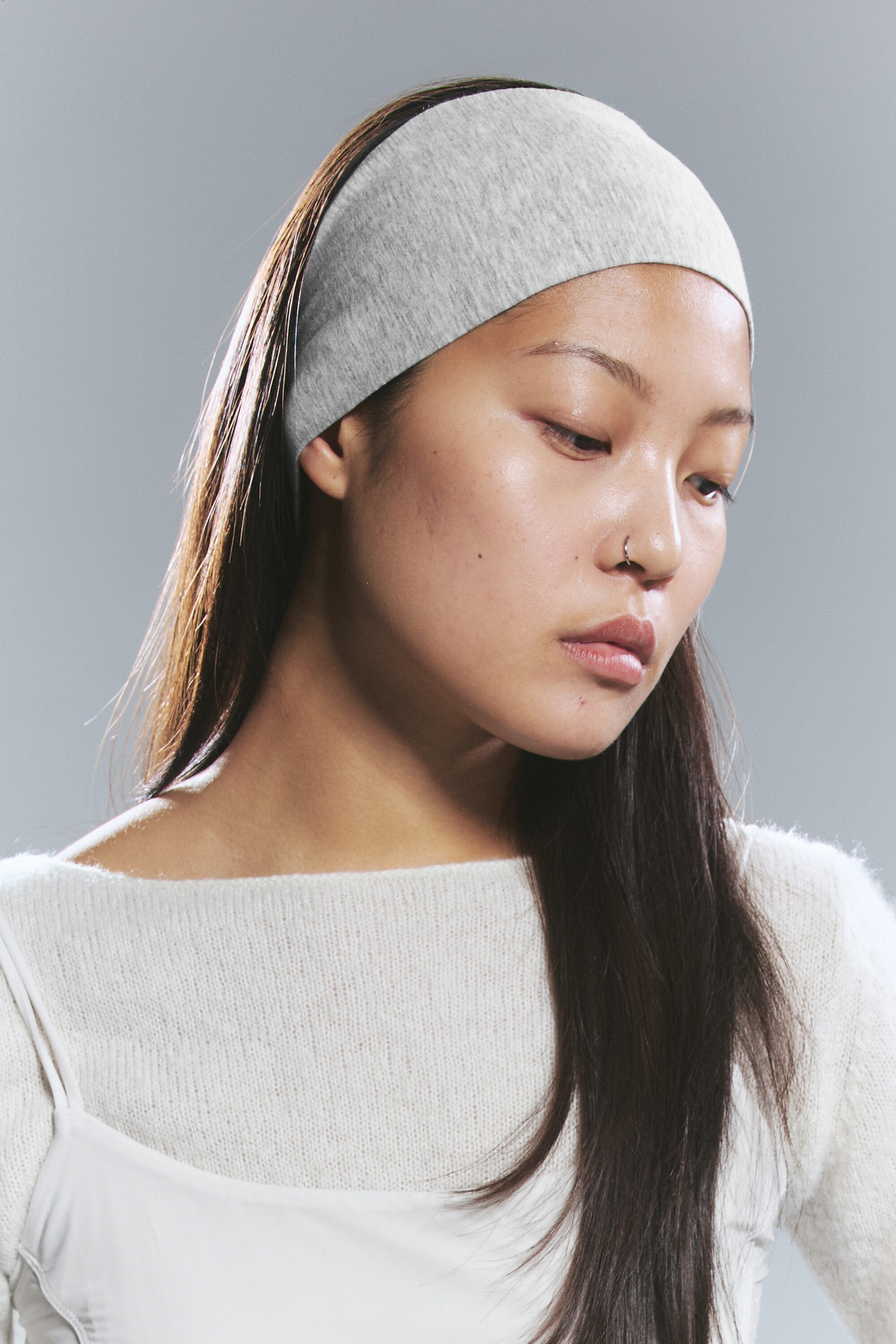 Grey Melange + Black - 2-pack wide headband - 2