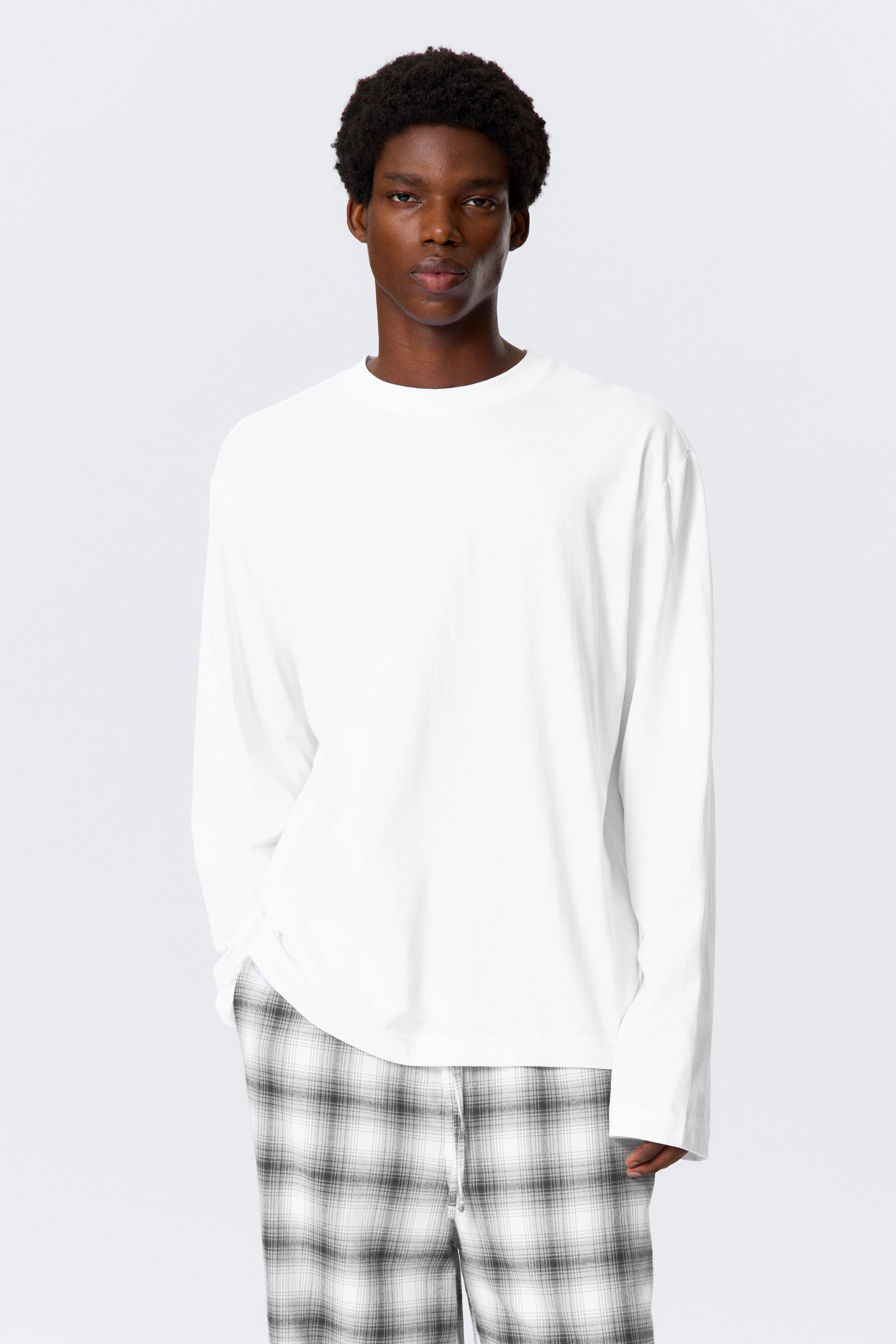 White - Relaxed Long-Sleeved Pyjama T-shirt - 1