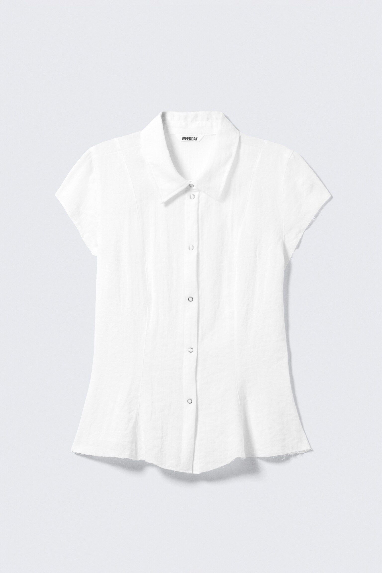 Slim Fit Short-Sleeved Crepe Shirt - White/Dark Brown/Dark Grey - 2