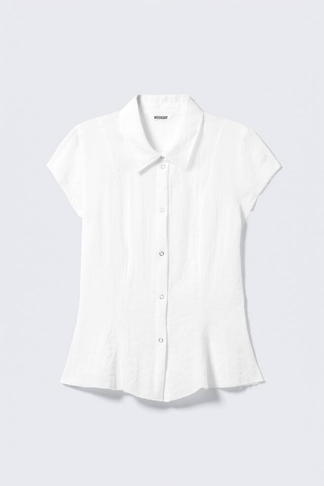 Slim Fit Short-Sleeved Crepe Shirt - White/Dark Mole/Dark Brown - 1