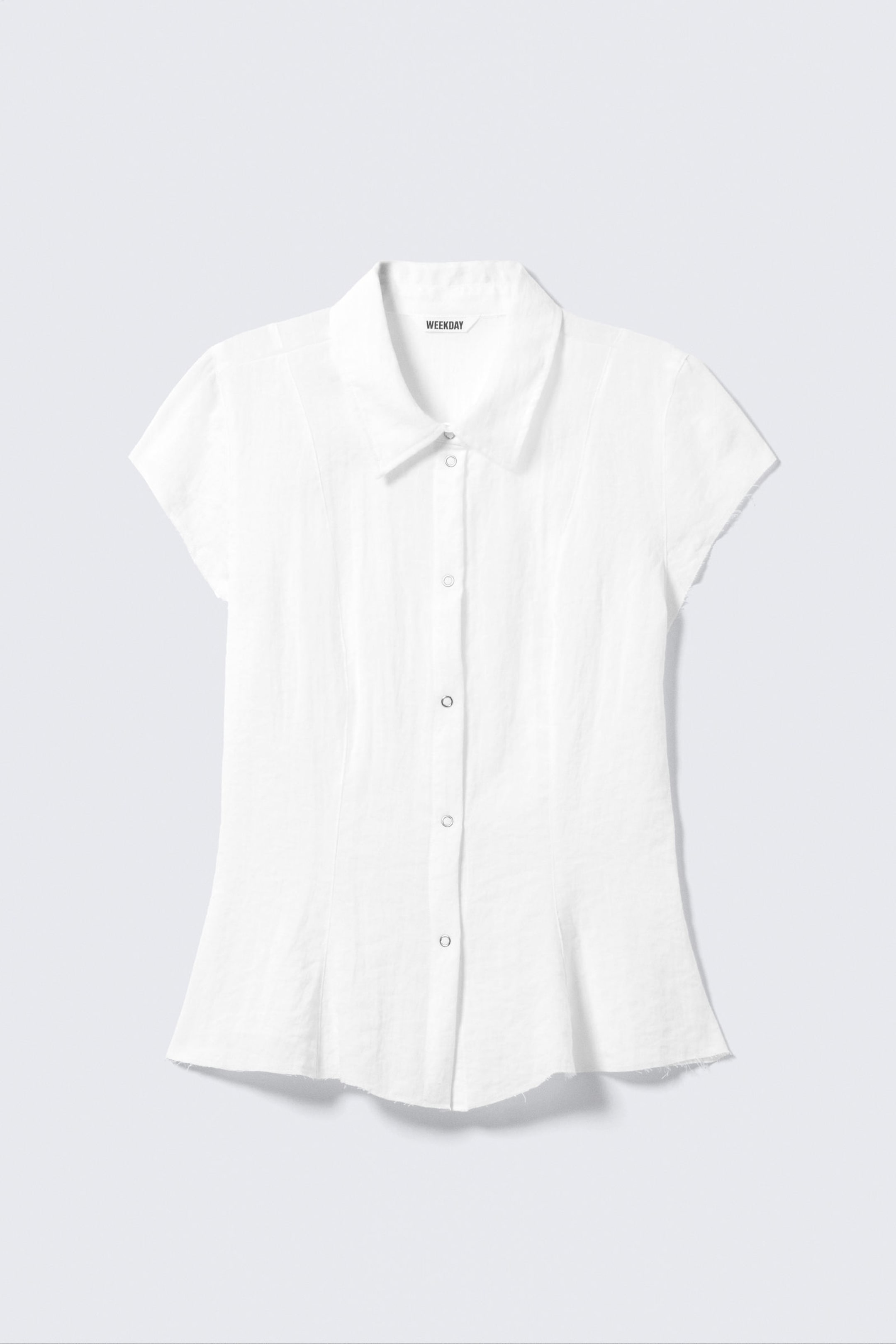 White - Slim Fit Short-Sleeved Crepe Shirt - 4