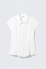White - Slim Fit Short-Sleeved Crepe Shirt - 3