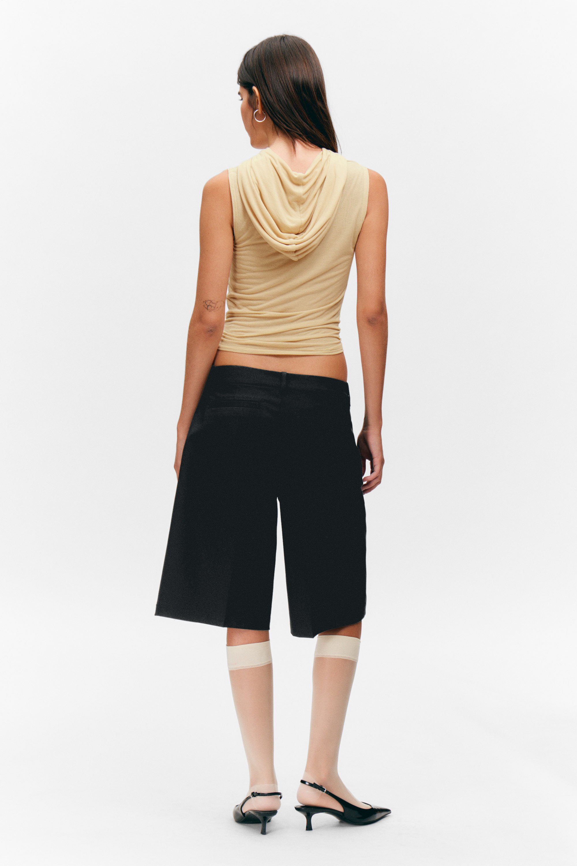 Black - Knee-length Suiting Shorts - 2