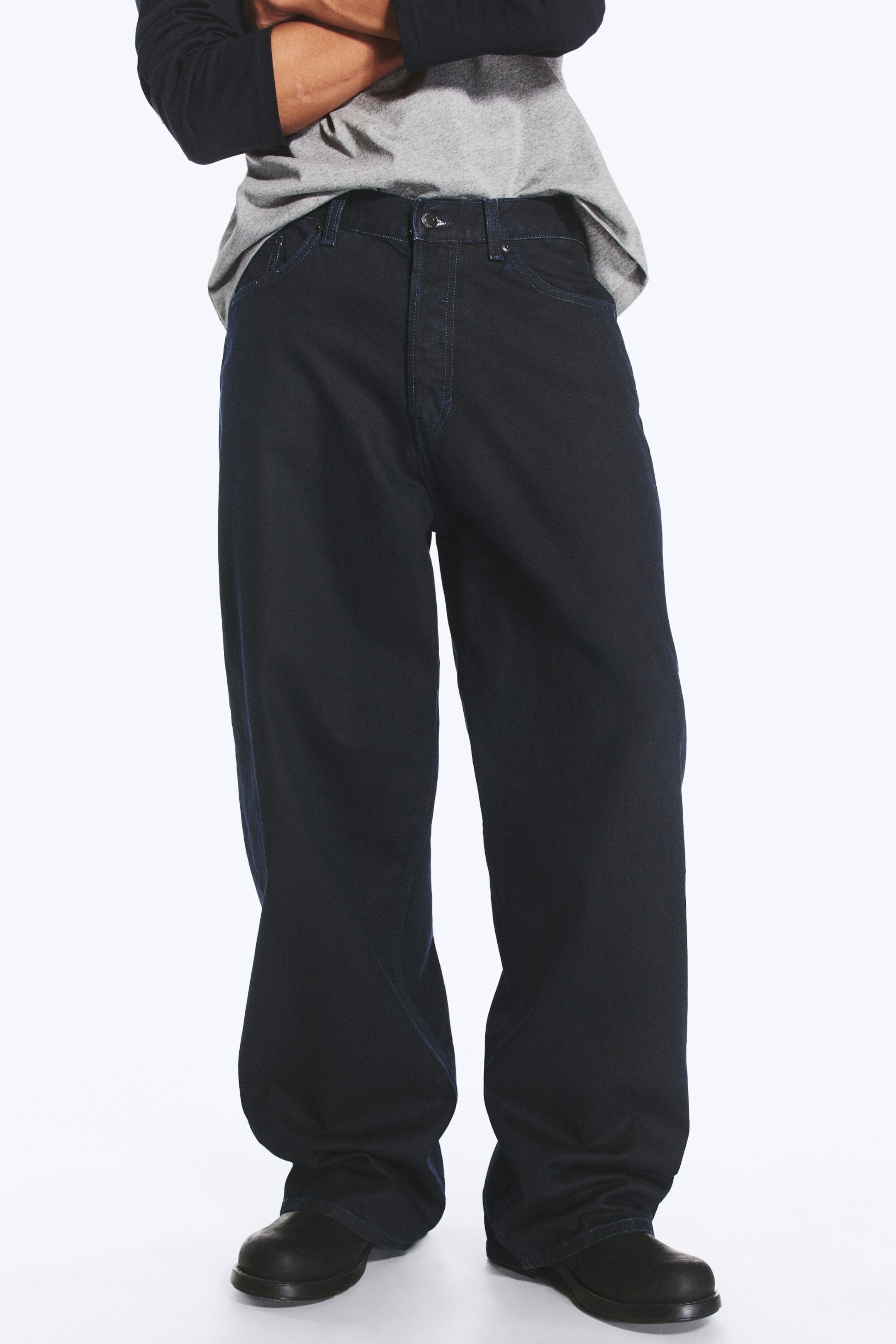 Revêtement indigo - Jean baggy ample taille mi-haute enduit Astro - 2