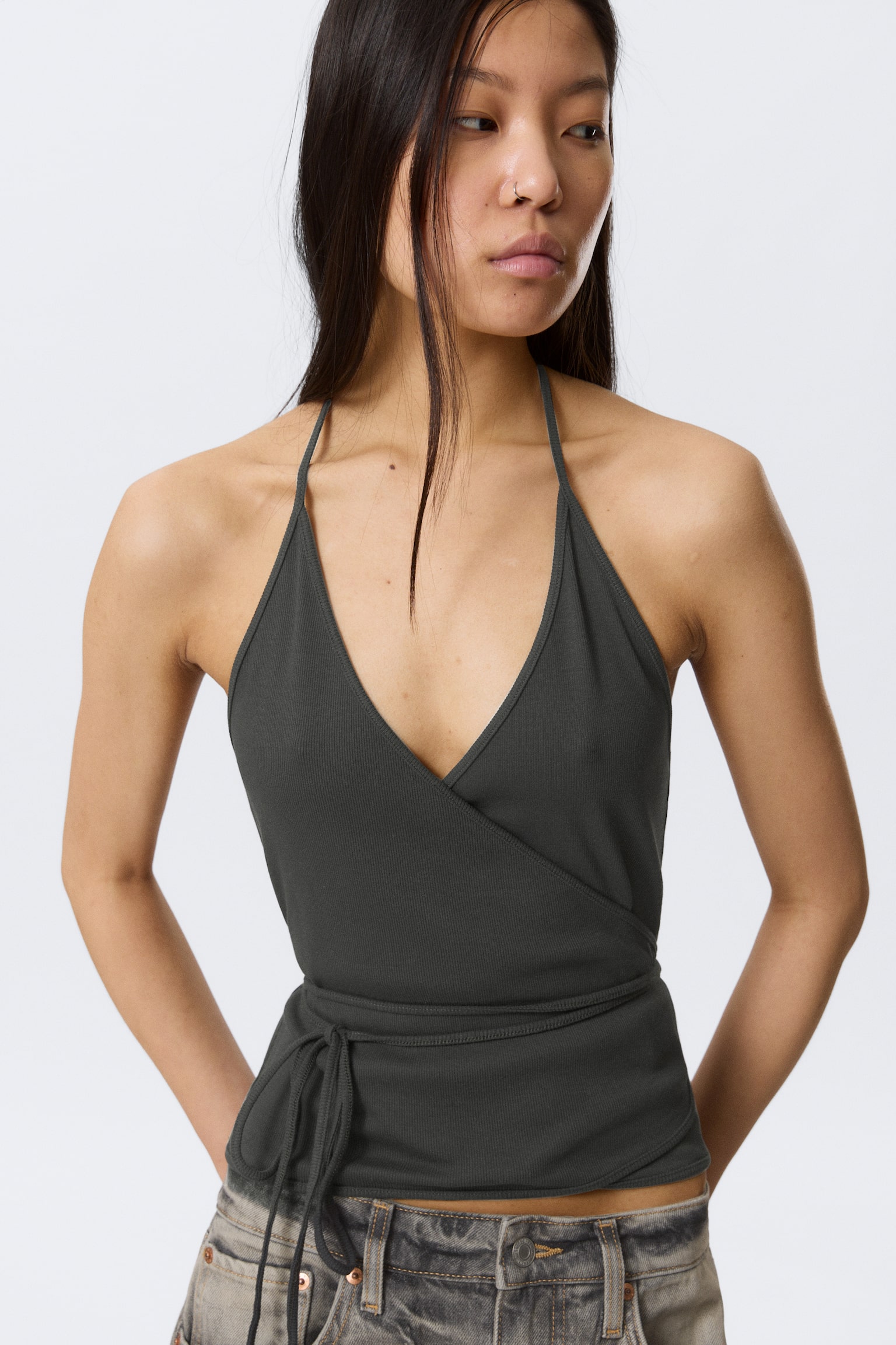 Top con lazo - Gris oscuro/Gris jaspeado - 6