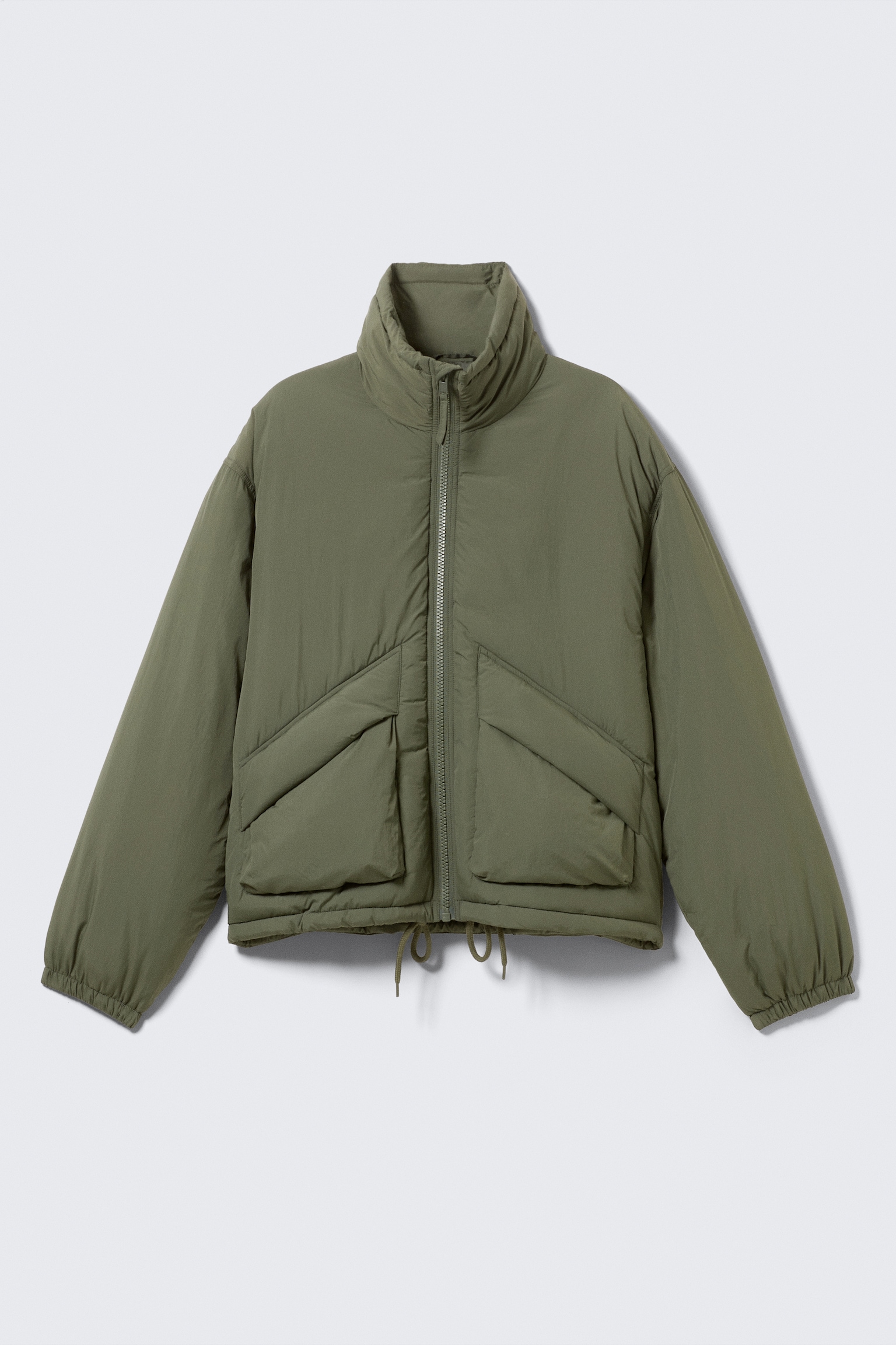 Padded Drawstring Nylon Jacket - Saliegroen/Zwart - 2
