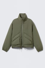 Sage Green - Drawstring Nylon Puffer Jacket - 5