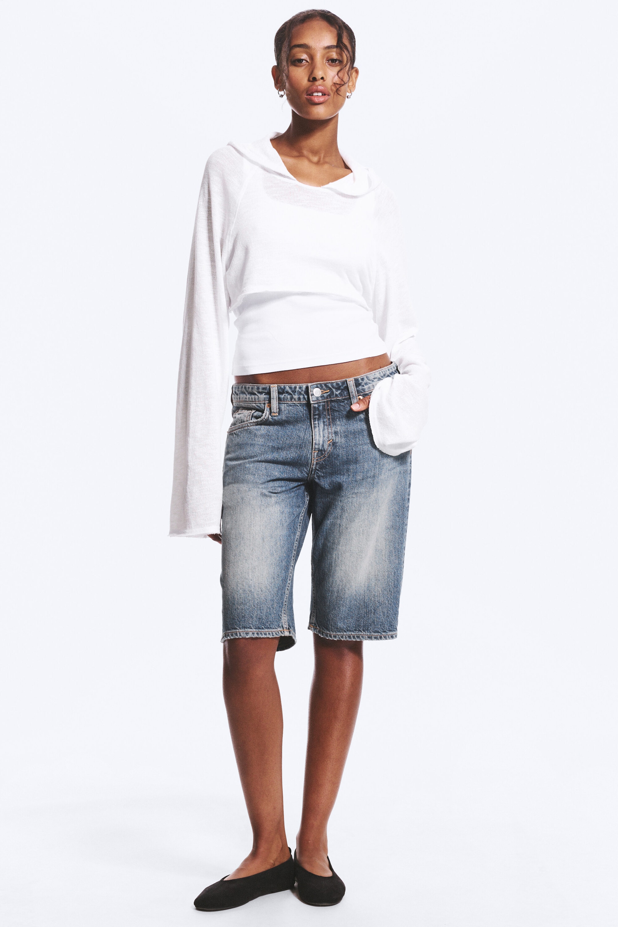 Redondo Blue - Medium Blue - Atom Low Rise Regular Knee-Length Denim Shorts - 1