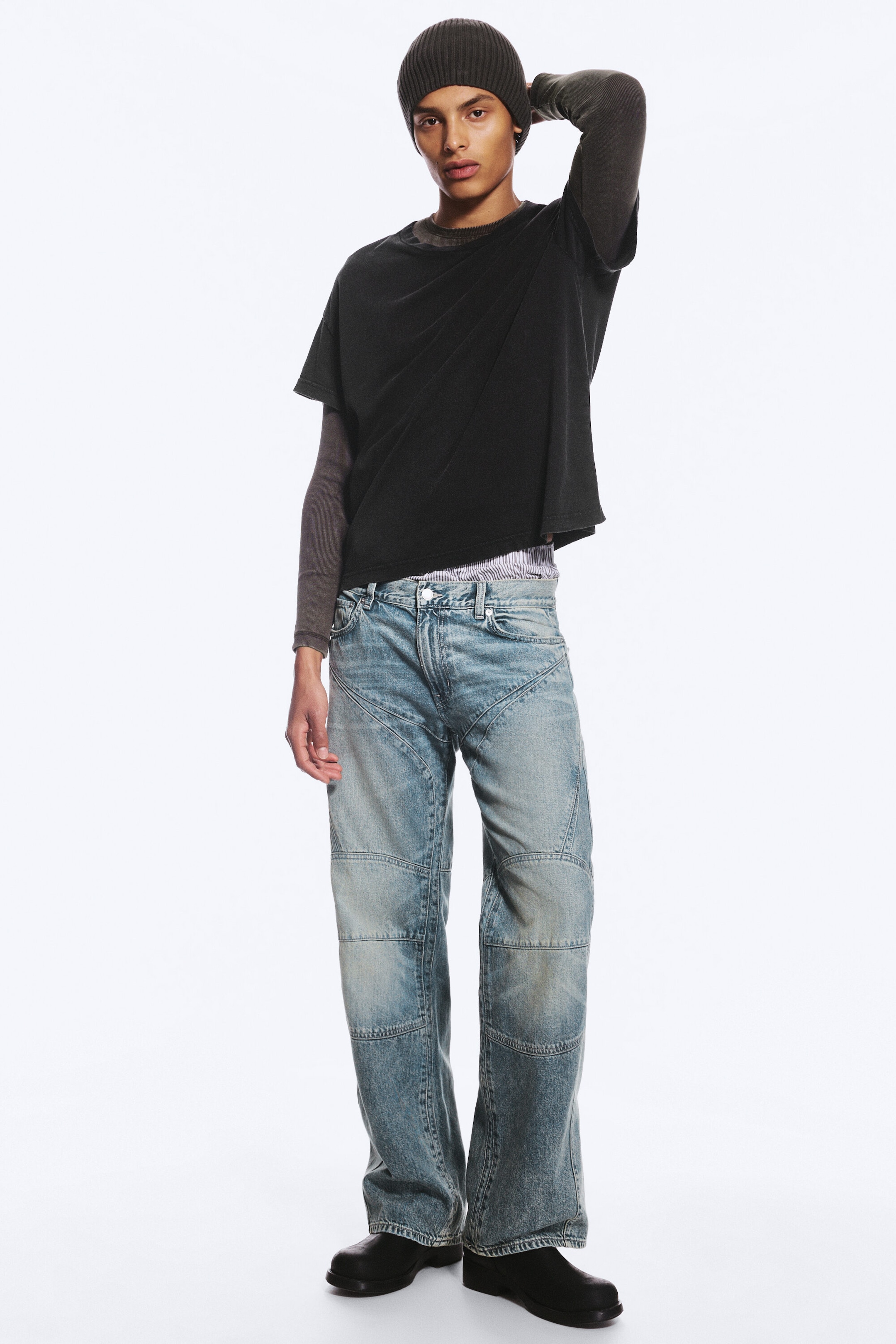 MC Blue - Medium Blue - Low-Rise Regular Straight Biker Jeans - 3