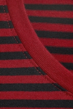 Striped Dark Red - Slim Long-Sleeved Cotton Top - 5