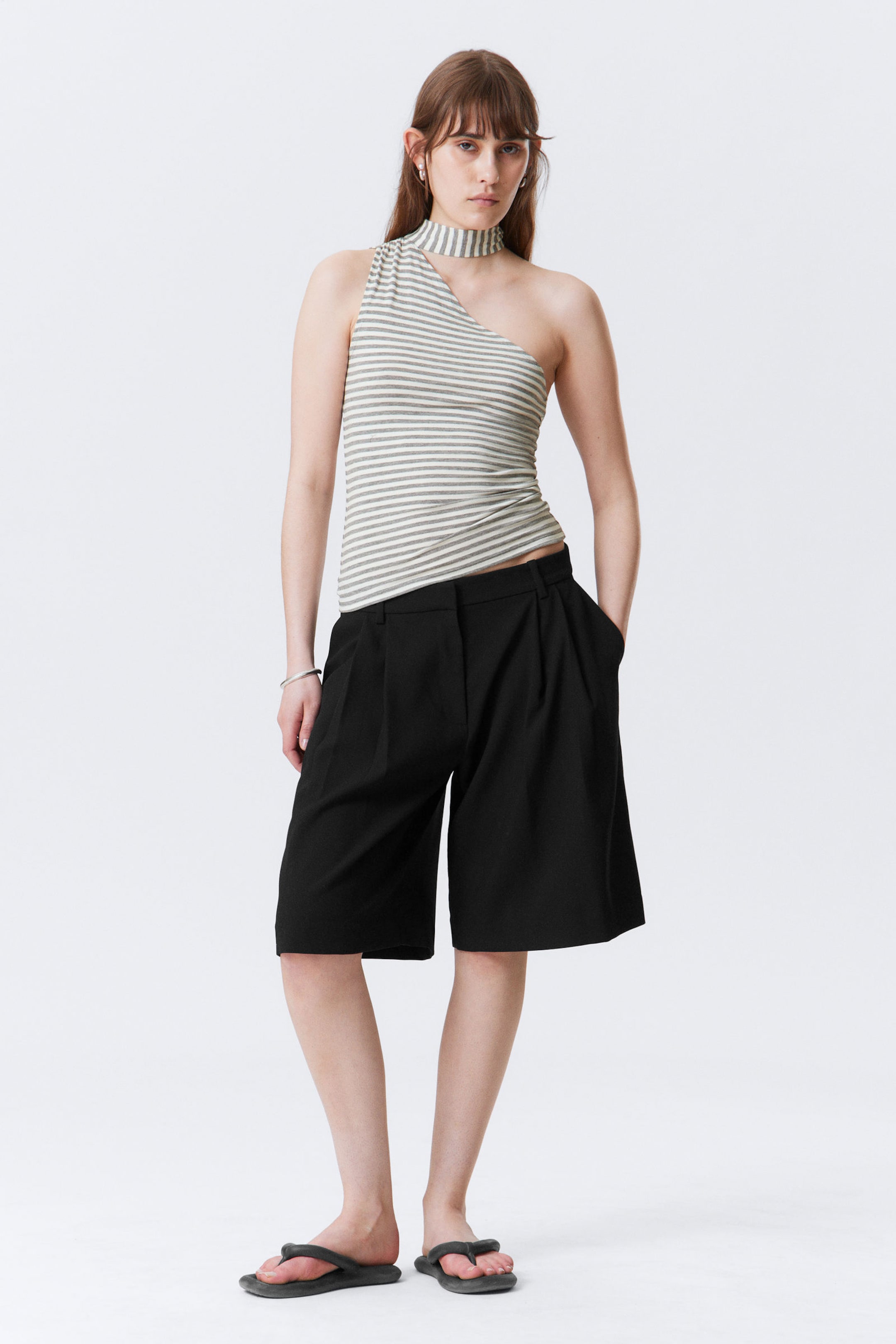 #F0EEED - Lyocell One-shoulder Tie Top - 2