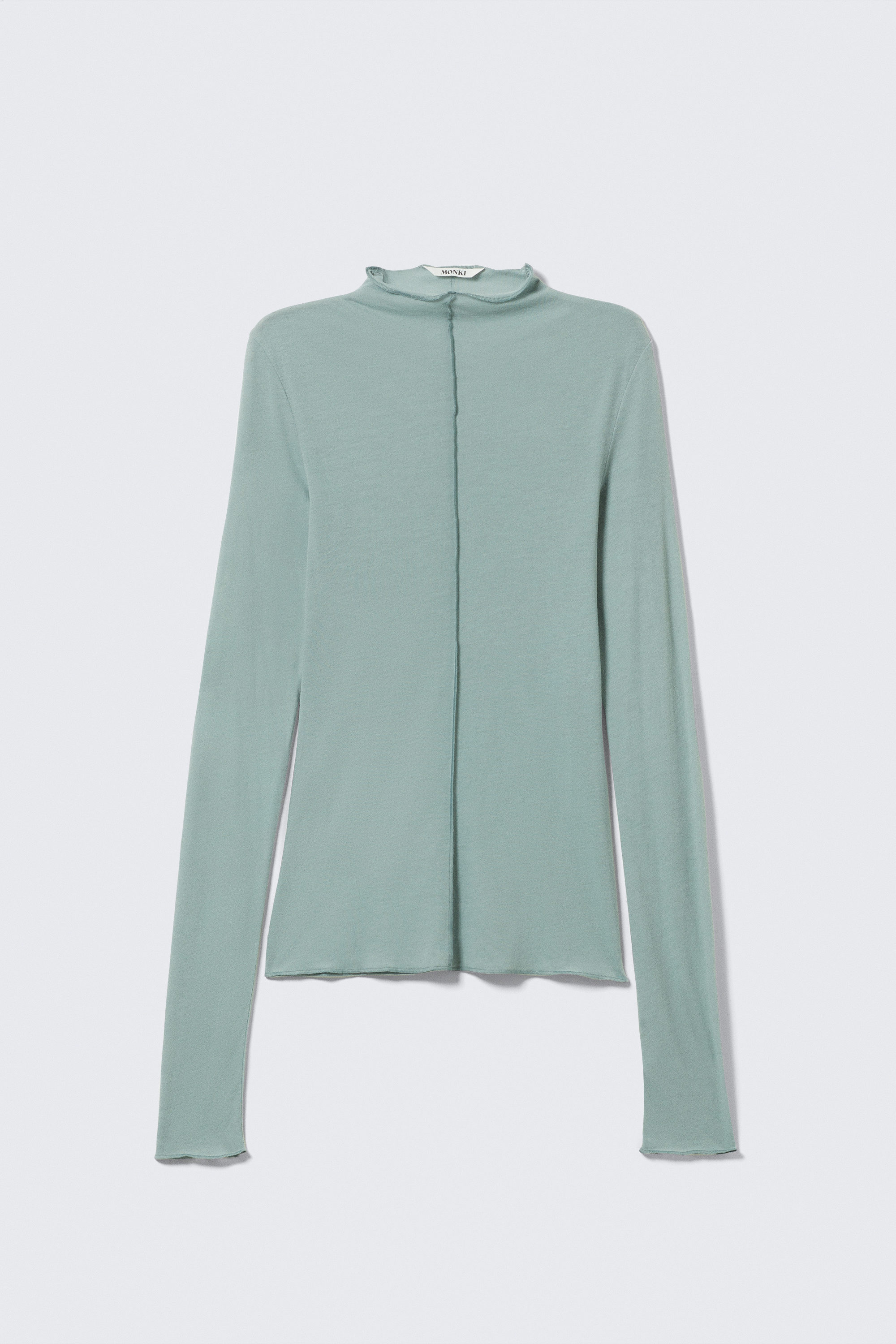 Turquoise - Langarm-Top mit schmaler Passform und Stehkragen - 1