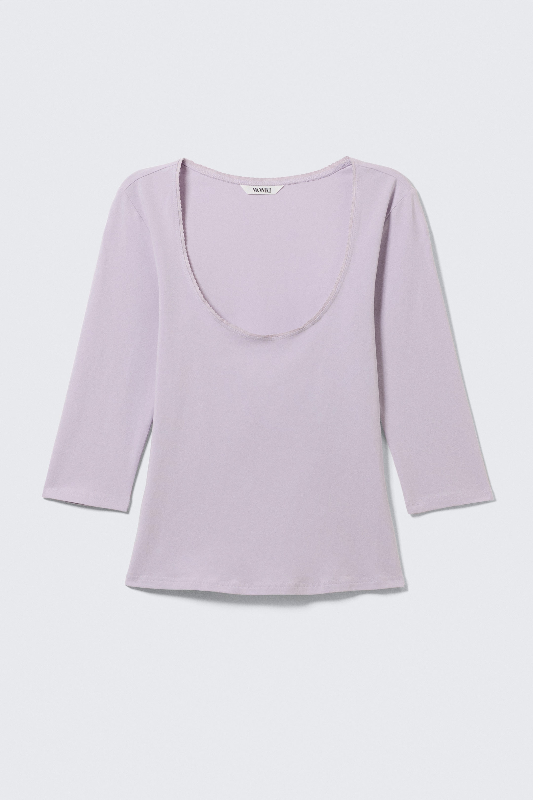 Ljus syrenlila - Fitted Three-Quarter Sleeve Top - 2