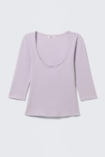 Ljus syrenlila - Fitted Three-Quarter Sleeve Top - 2