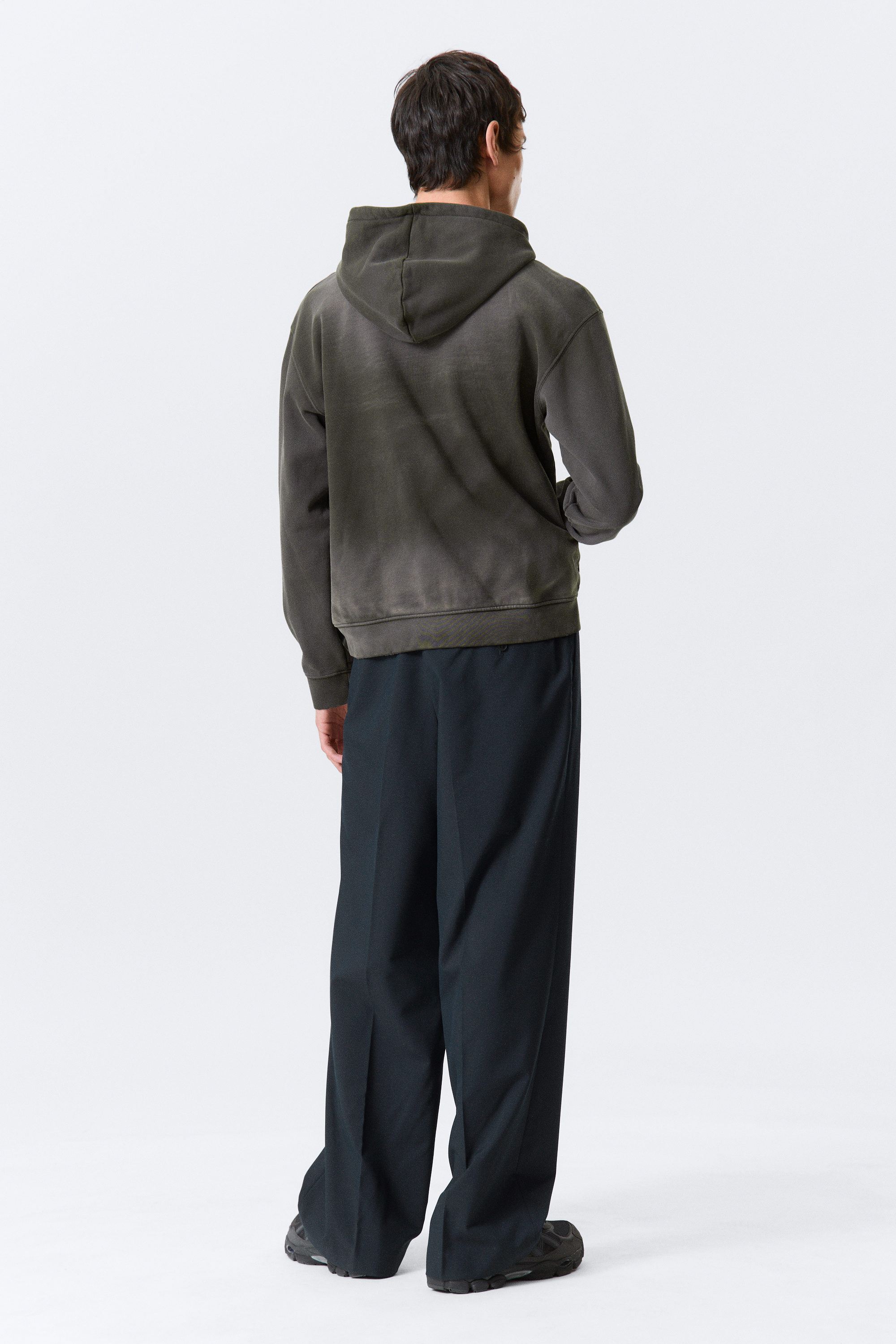 Dark Grey - Shrunken Distressed Zip Hoodie - 2