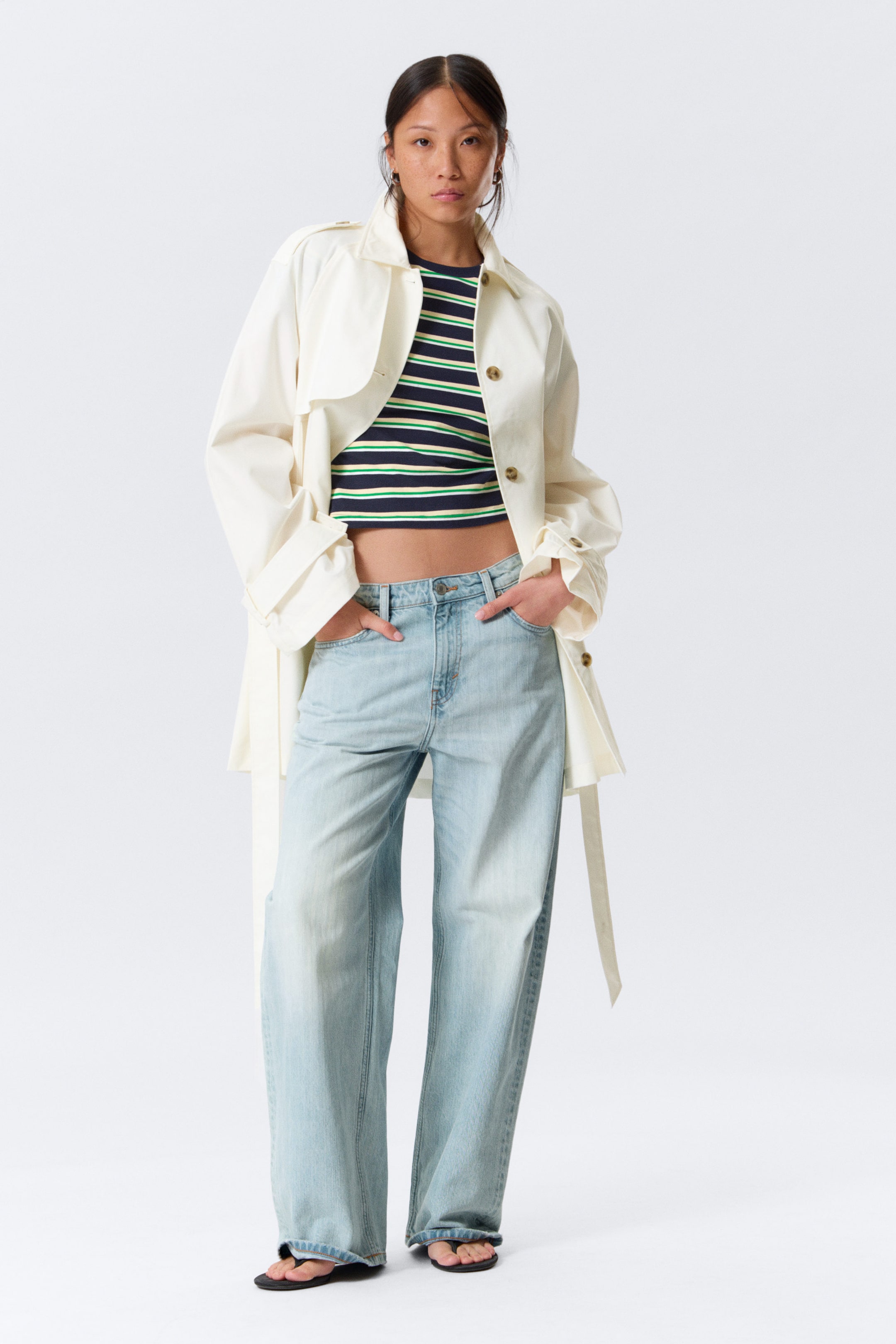 White - ROSABEL LOOSE SINGLE-BREASTED TRENCH COAT - 2