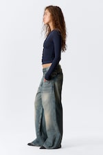 Arizona Blue - Medium Blue - Dual Waistband Wide Leg Jeans - 3