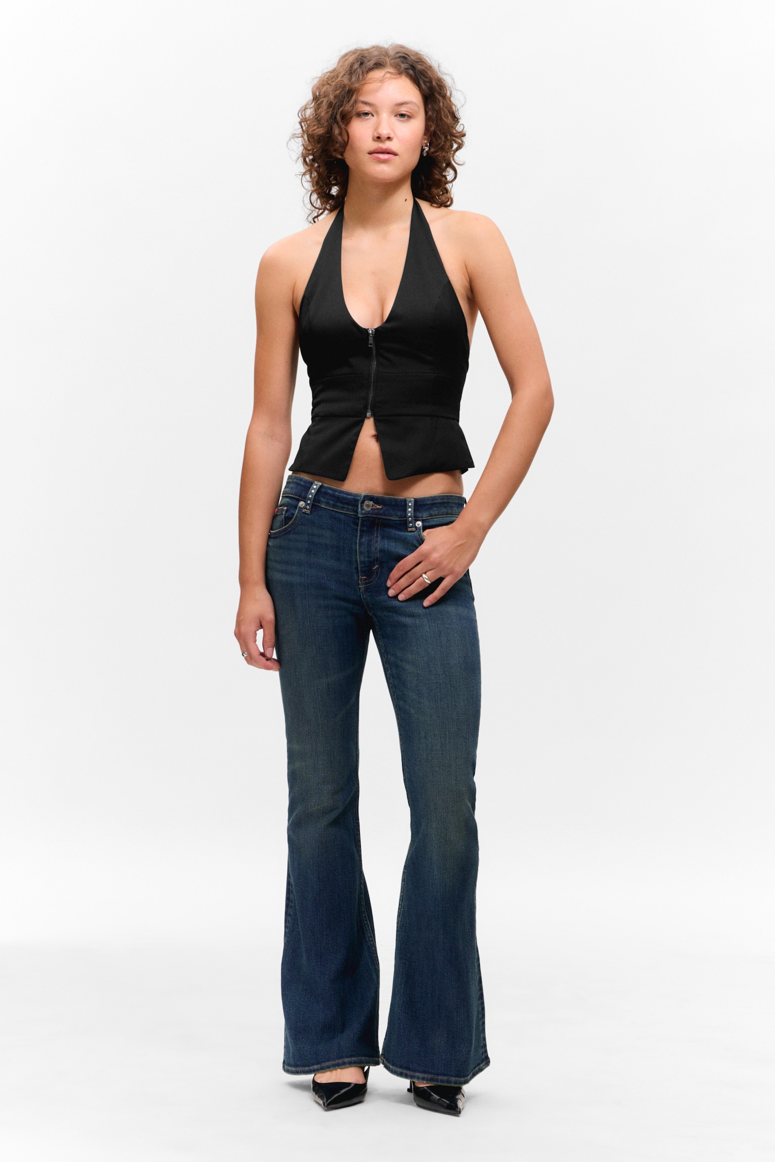 Structured Halter Zip Waistcoat - Black - 3