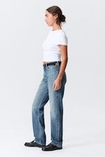 Radio Blue - Mittelblau - Pin Mid Waist Regular Straight Leg Jeans - 2