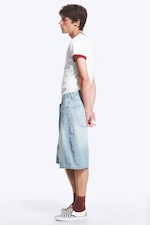 Kimberley Blue - Light Blue - Astro Mid Rise Loose Baggy Denim Shorts - 5