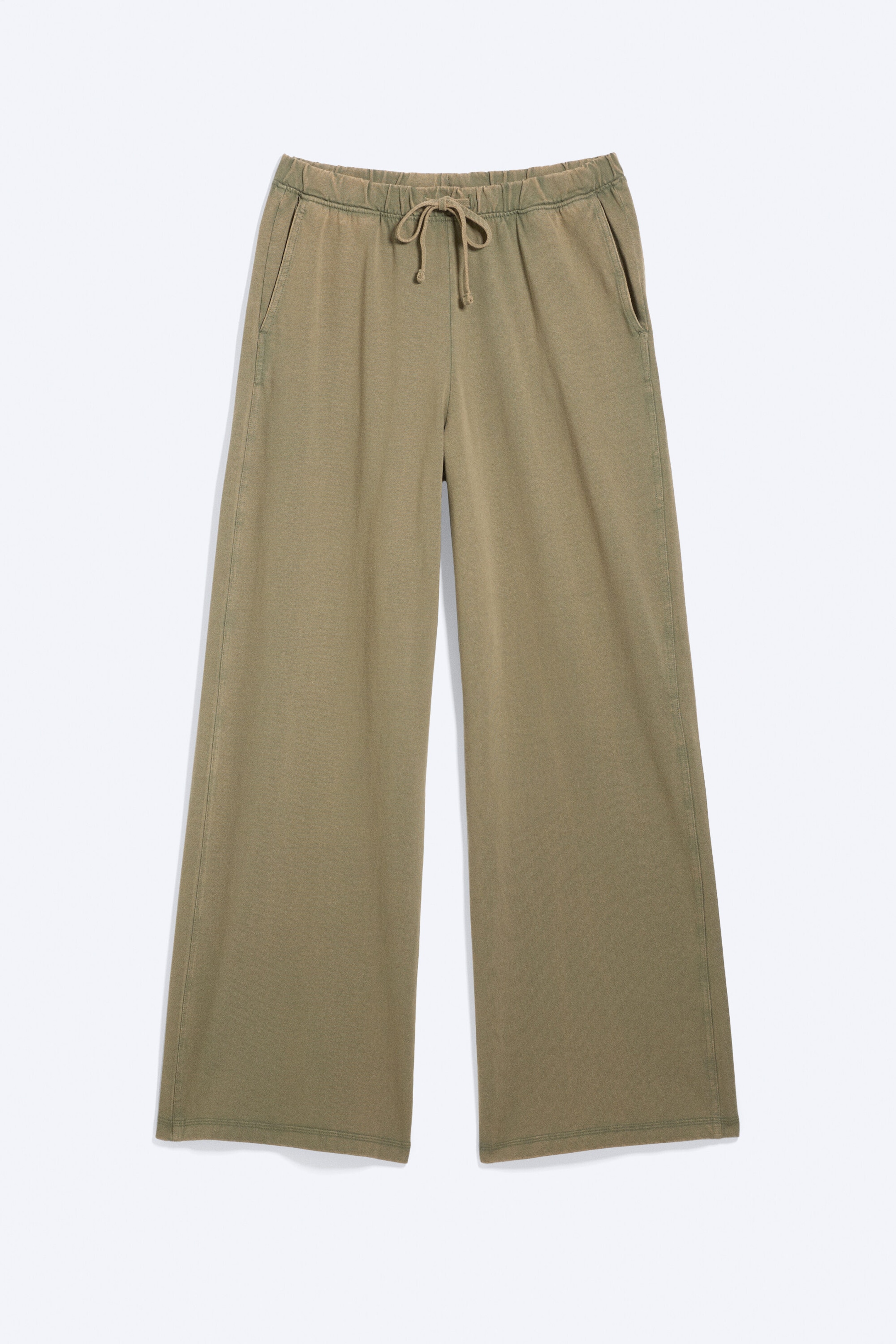 Staubiges Khakigrün - Weite Pyjamahose aus Baumwolle - 5