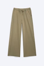 Staubiges Khakigrün - Weite Pyjamahose aus Baumwolle - 5