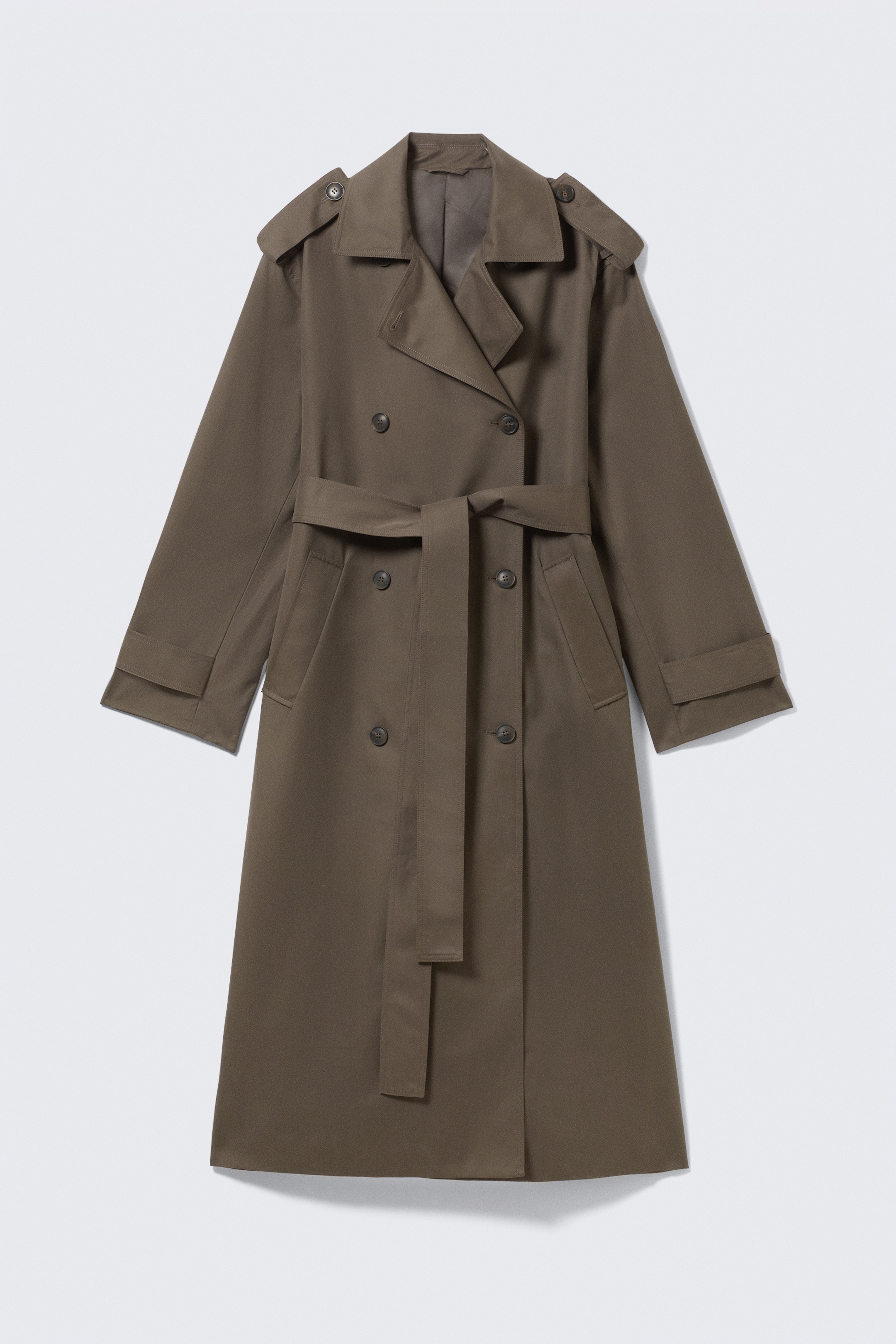 View larger image: Oversized Double-Breasted Canvas Trench Coat - Dark Mole - Ladies | H&M GB 5
