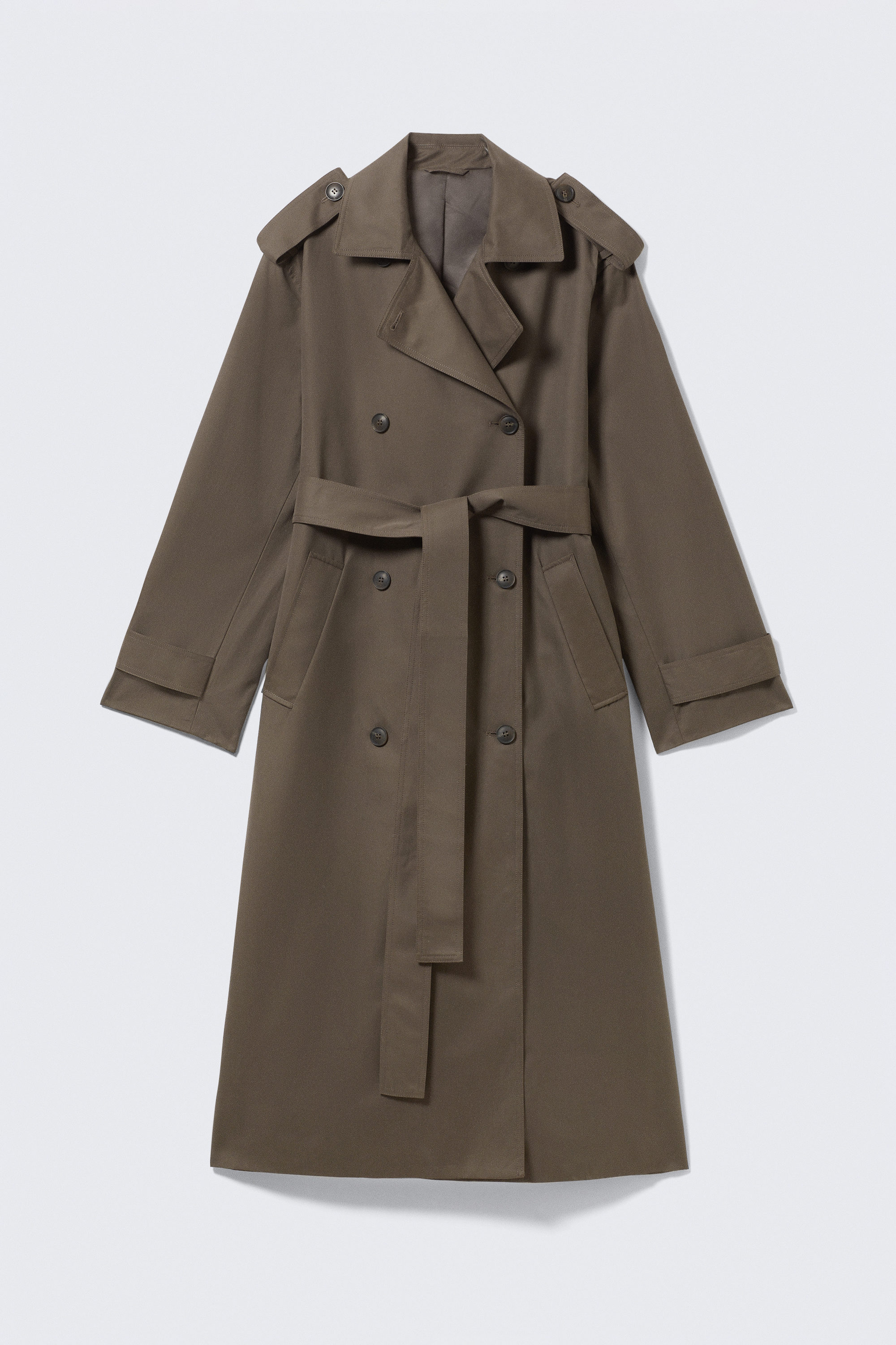 Dark Mole - Oversized Double-Breasted Canvas Trench Coat - 4