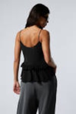 Black - Frilled Strap Top - 3