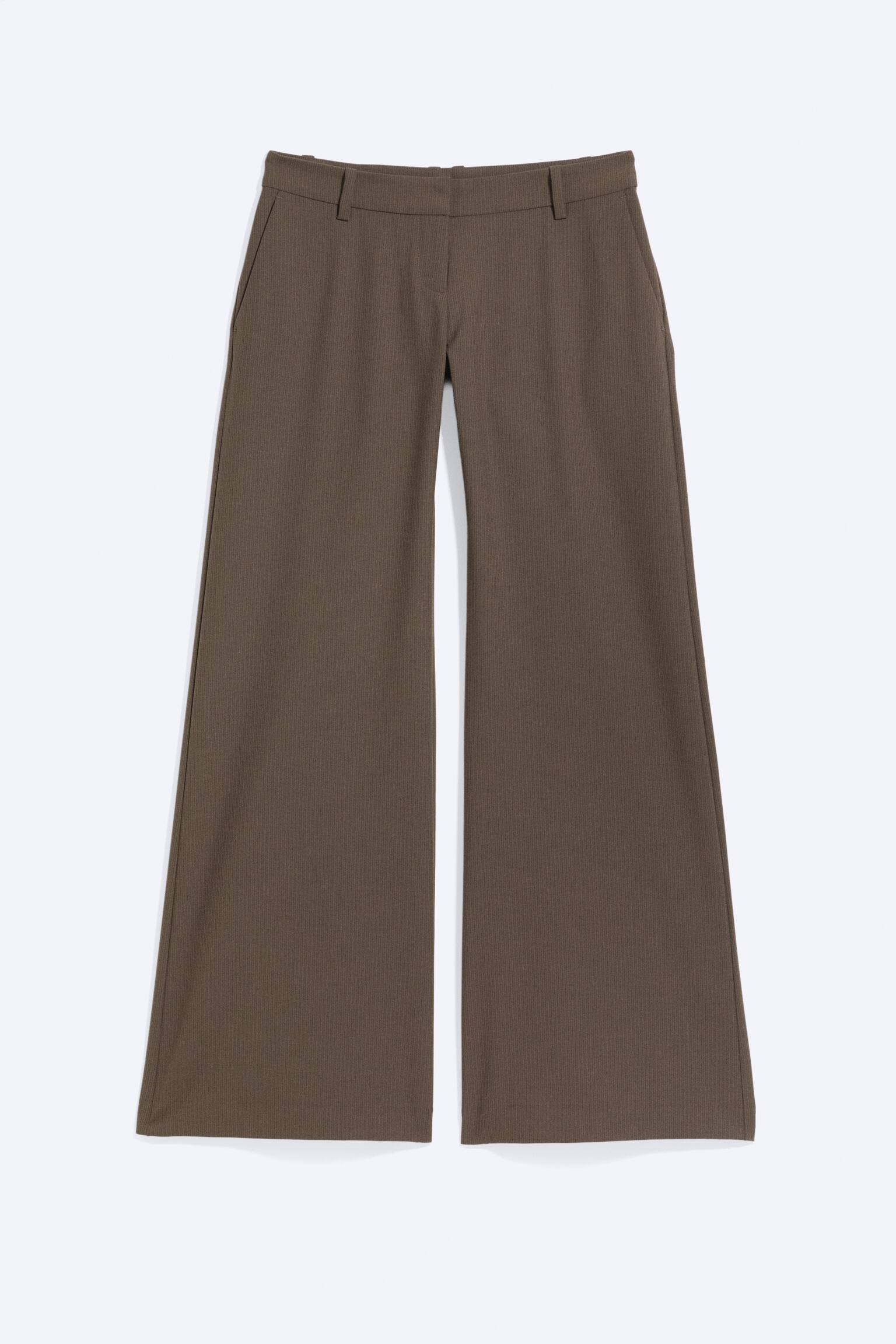 Low Flared Suit Trousers - Кафяво райе - 1
