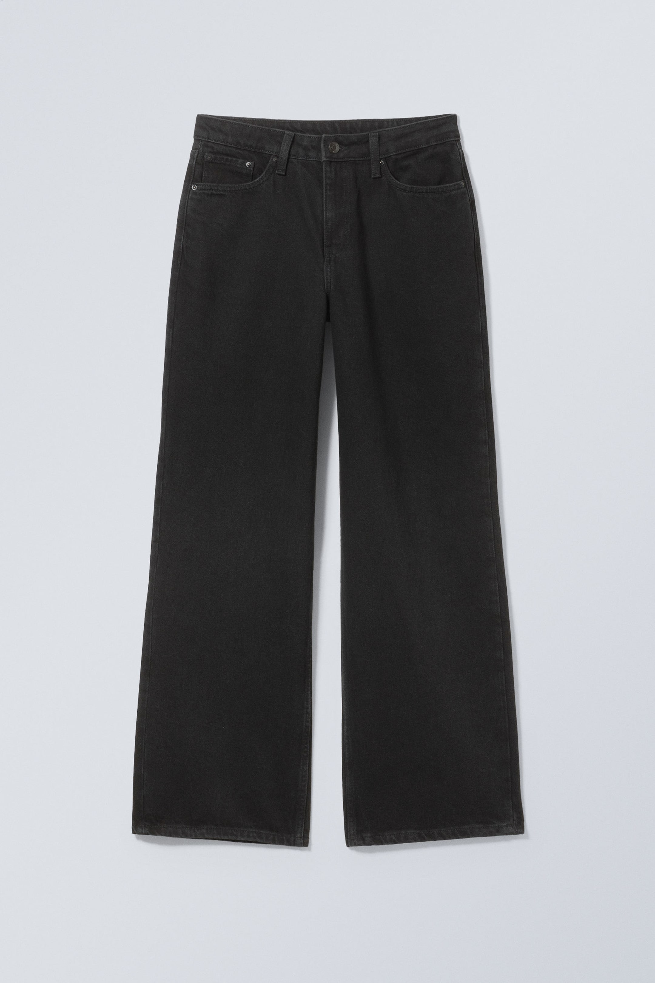 Black Rinse - Black - Area Mid Rise Loose Wide Leg Jeans - 5