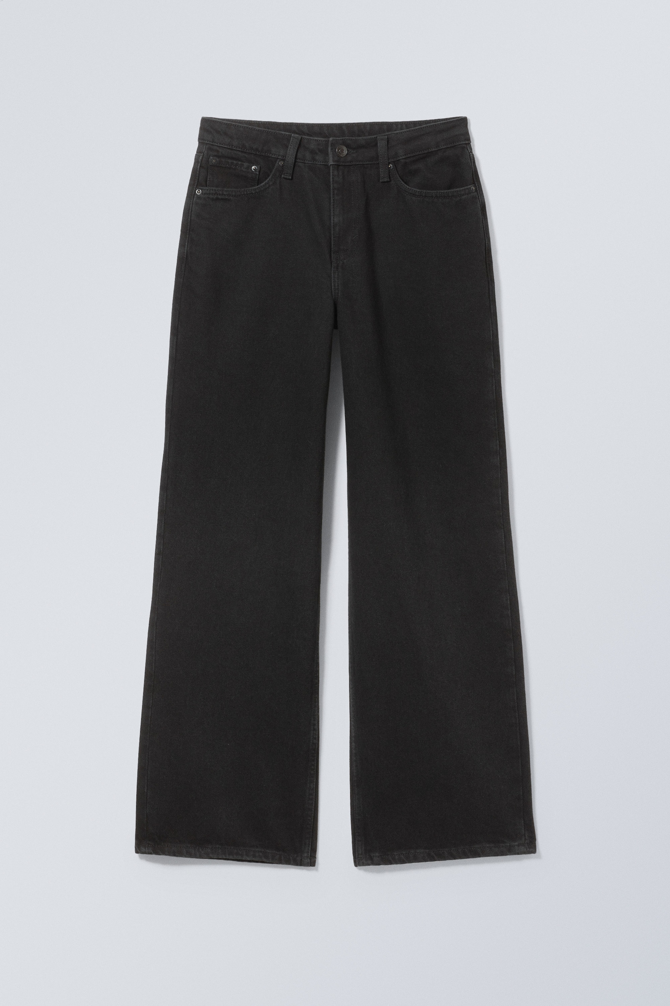 Black Rinse - Black - Area Mid Rise Loose Wide Leg Jeans - 1