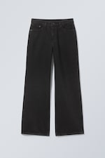 Black Rinse - Black - Area Mid Rise Loose Wide Leg Jeans - 0