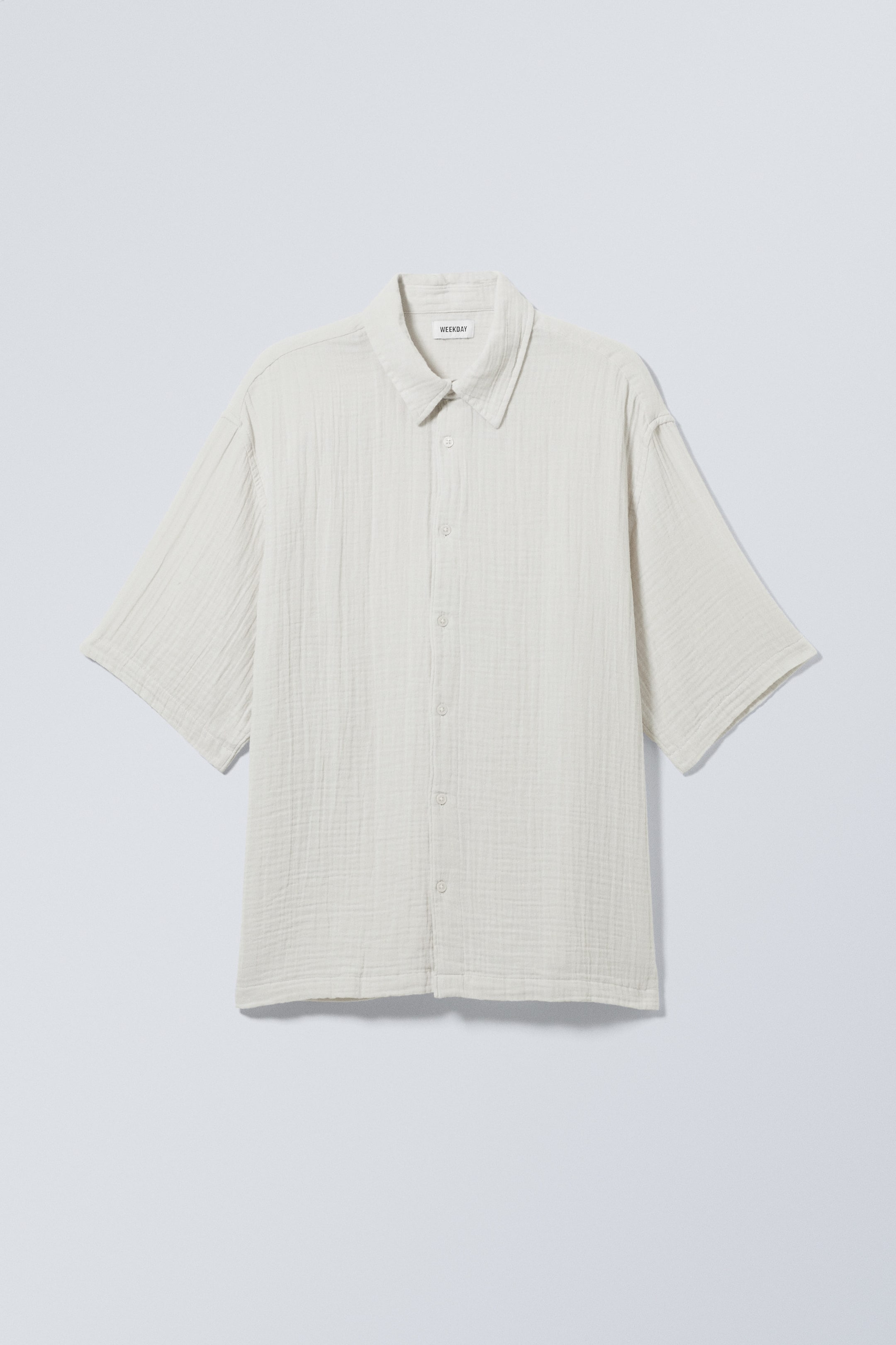 Ecru - Oversized Structured Short Sleeve Shirt - 0