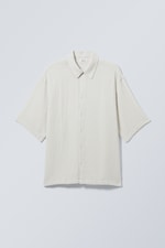 Ecru - Oversized Structured Short Sleeve Shirt - 0