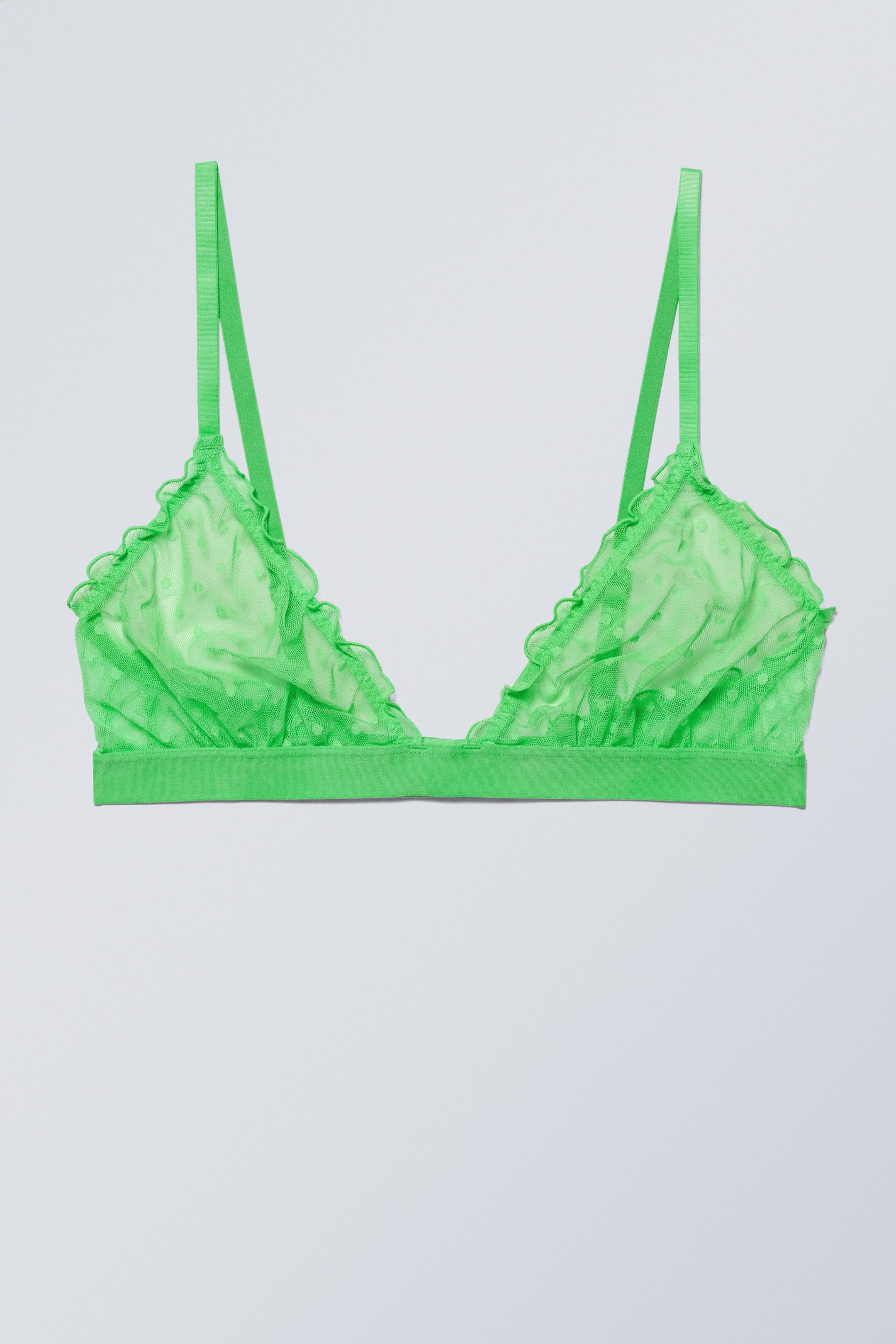Spring green - Ruffle Triangle Bralette - 0