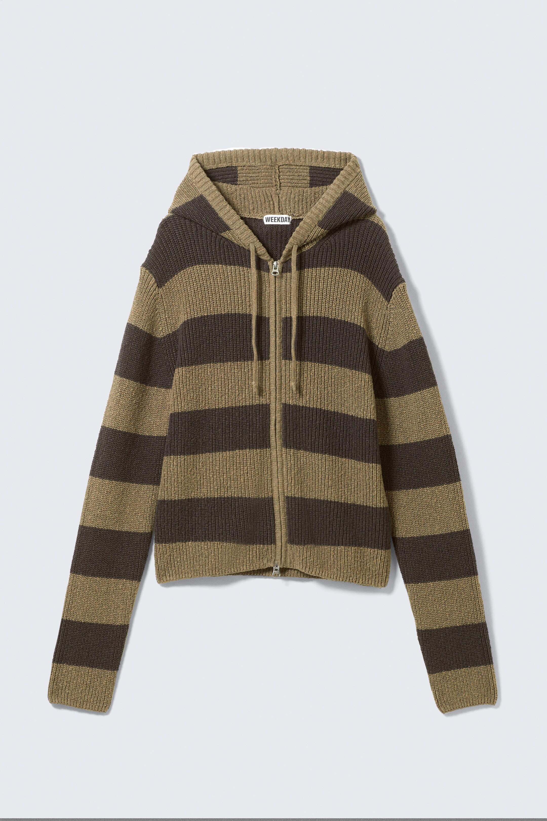 Zobacz większy obraz: Dzianinowa bluza z kapturem w paski - Ciemny brązowoszary w paski - ONA | H&M PL 4