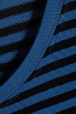 Blue - Black Stripe - Slim Short-Sleeved Cotton T-shirt - 1