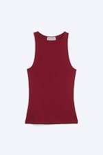Red - Fitted Cotton Jersey Tank Top - 0
