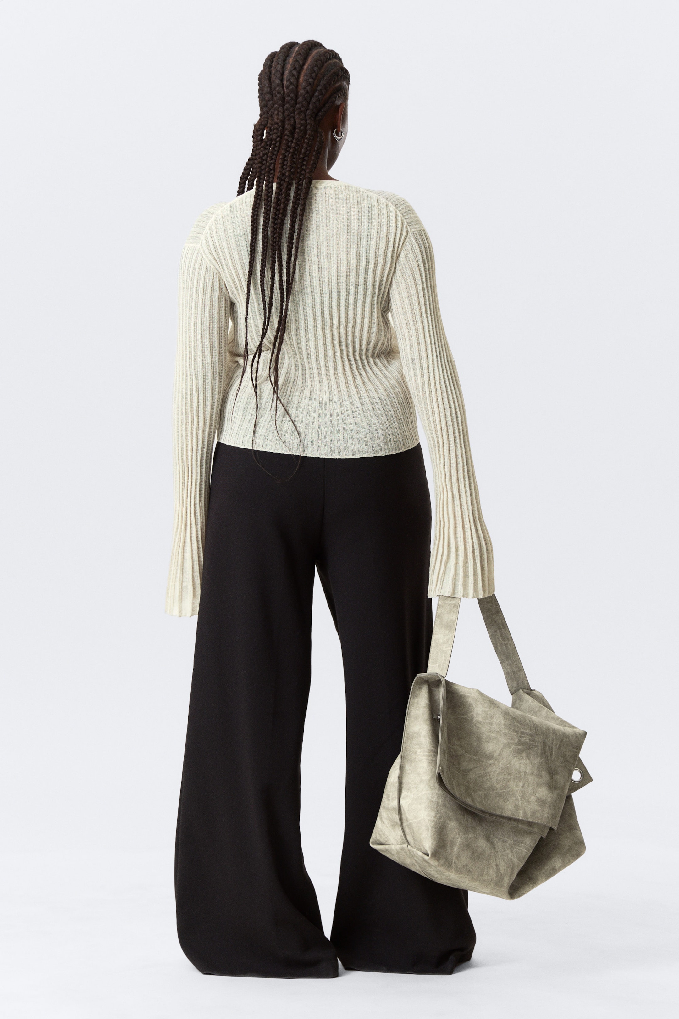 Écru - Cardigan en lin mélangé transparent - 3