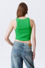 Bright Green - Cropped Ribbed Cotton Tank - 2