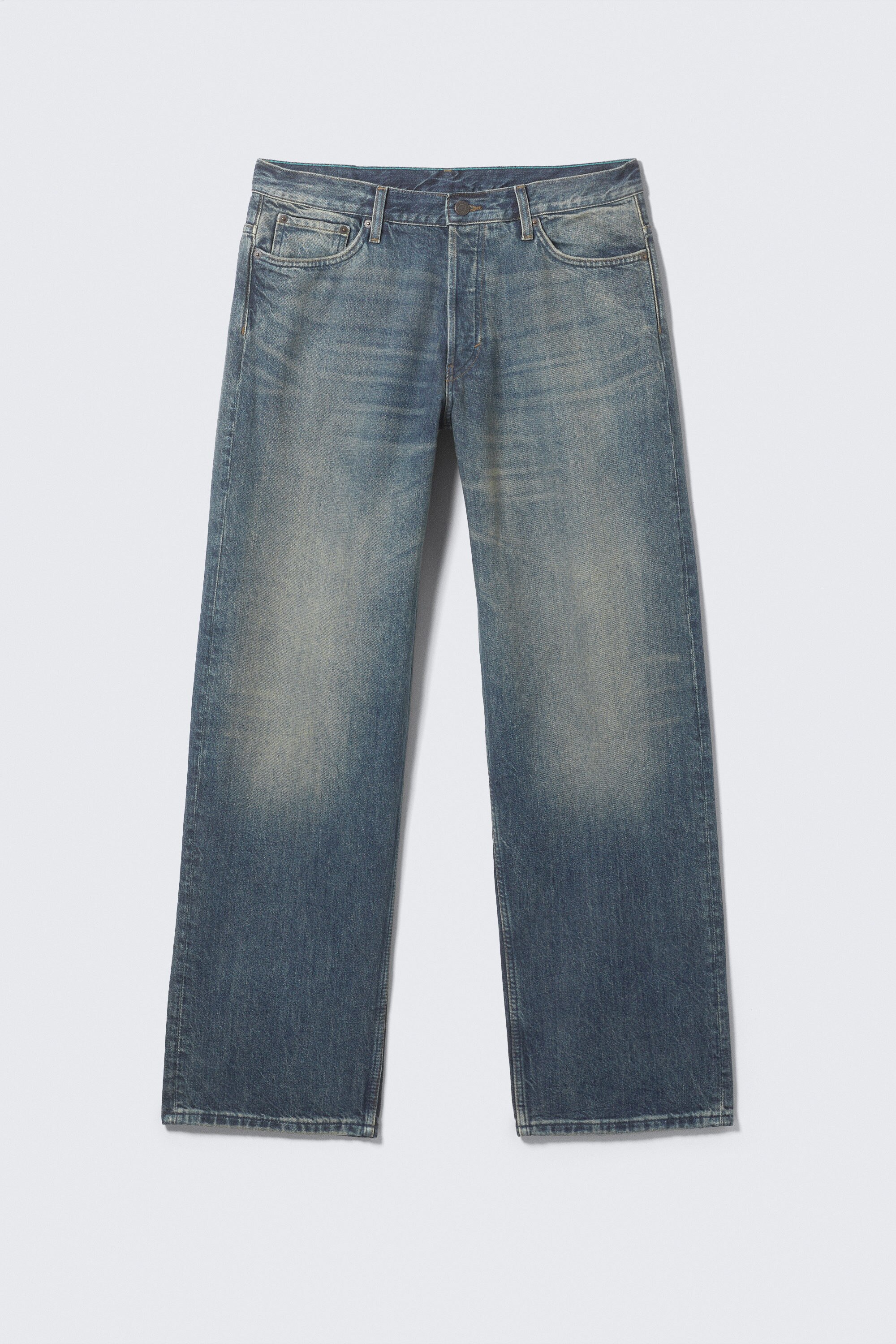 astro mid rise loose baggy unisex jeans - Blue One - Medium Blue