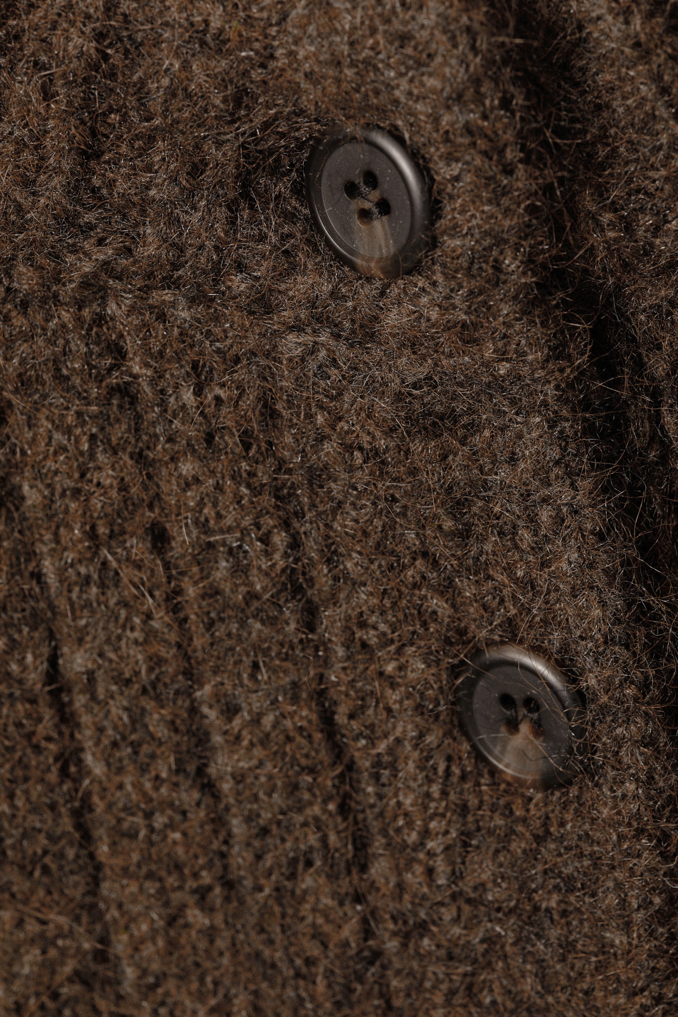 Dark Brown Melange - Loose Knitted Cardigan - 1