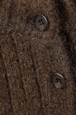 Dark Brown Melange - Loose Knitted Cardigan - 1