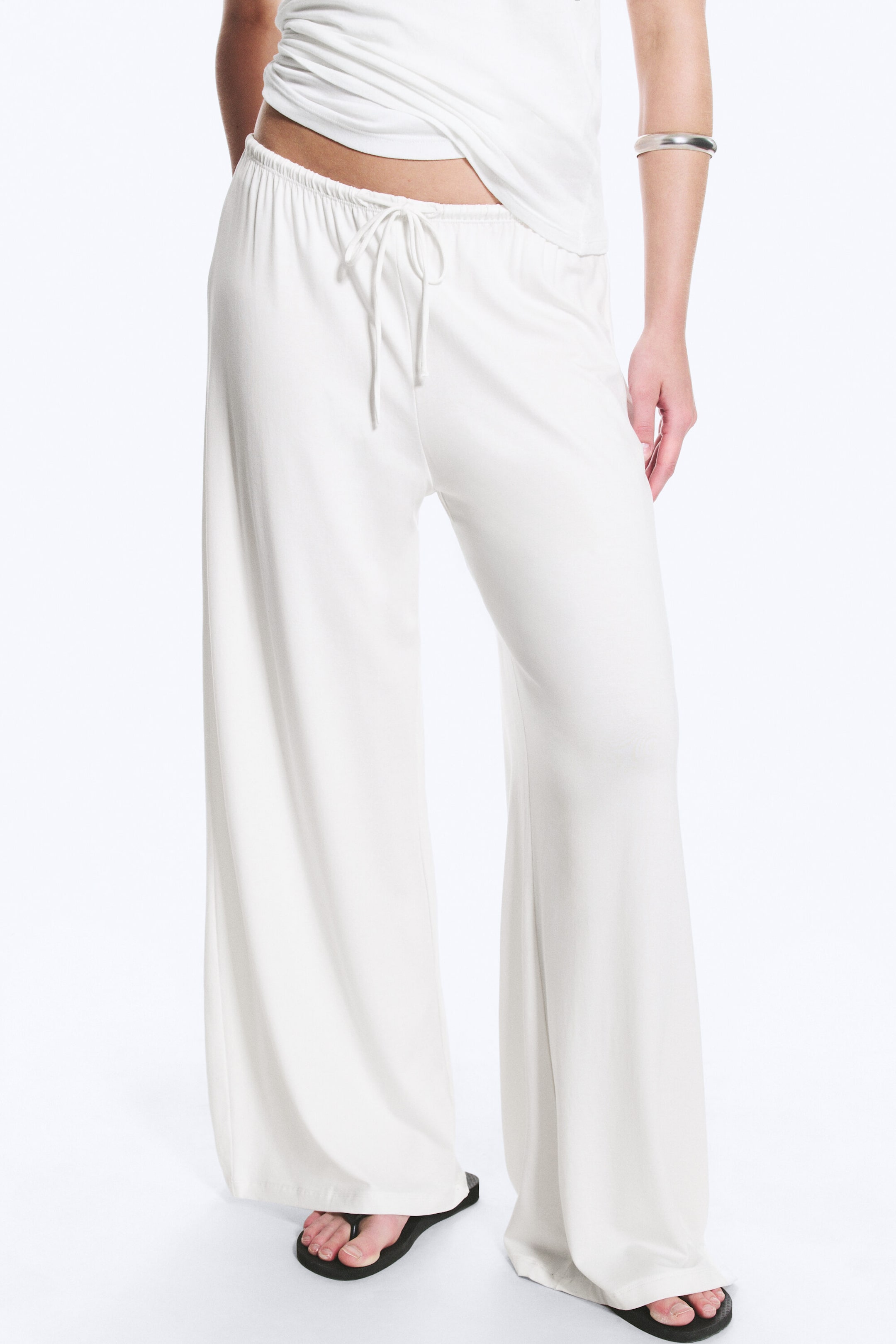 Vit - Lediga Vida Byxor i Lyocell - 2